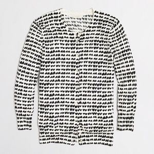 J. Crew Black and white hearts cardigan Small S